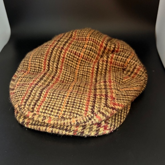 Vintage Men's Brown/Red Tweed Newsboy Cap Snap Brim - Wool with Cotton Lining - Picture 1 of 9